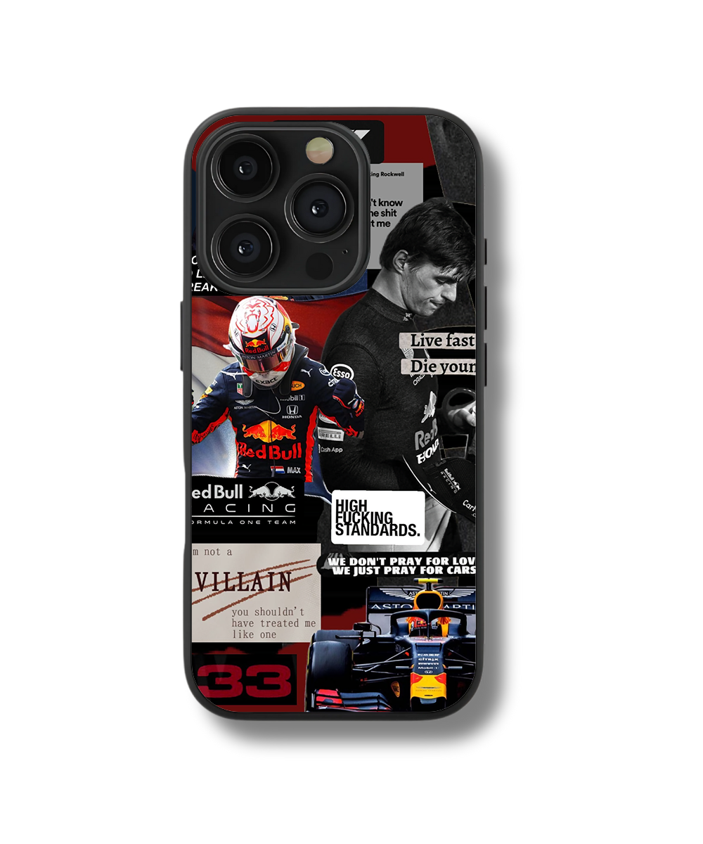 F1 Race Collage Glass Case